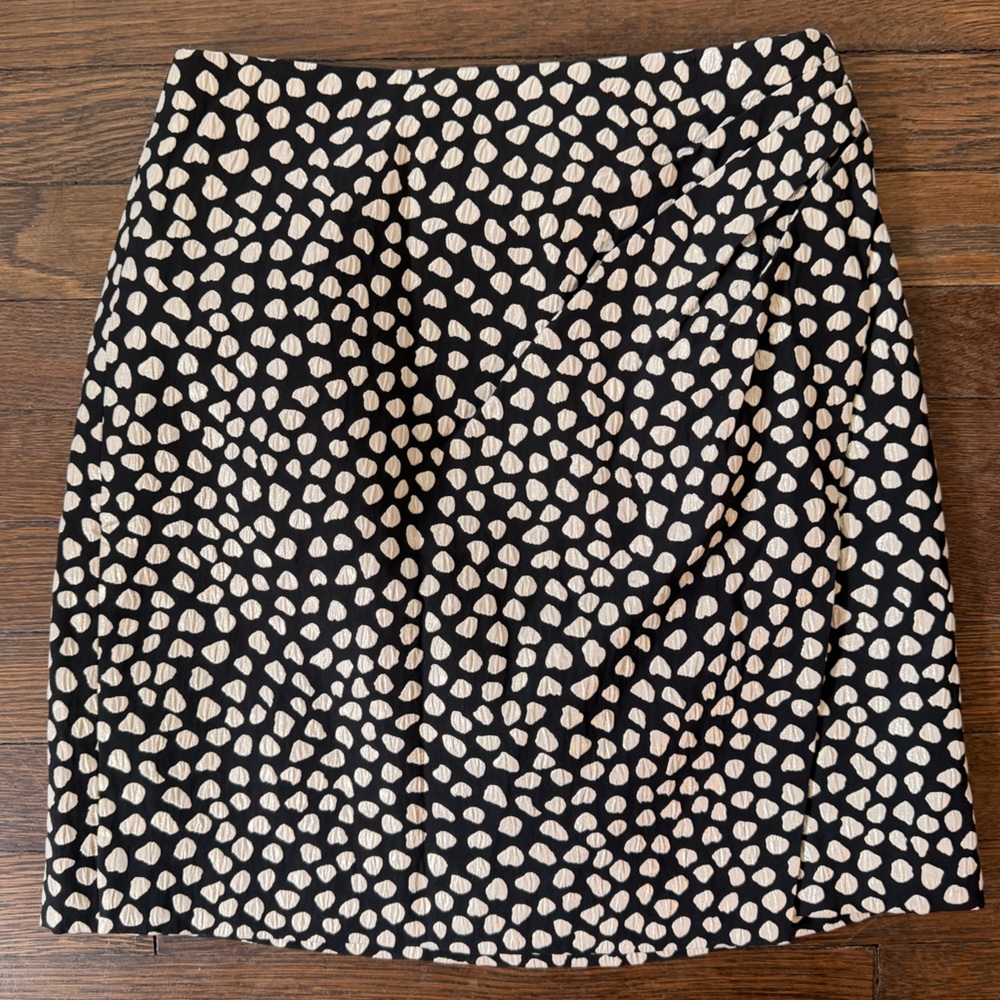 J. Crew Black Mini Skirt with Metallic Cream Dot Print